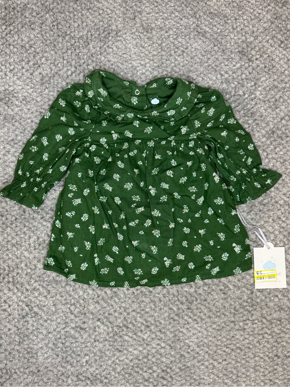 Cloud Island Baby Girls Floral Dress With Diaper Cover - Green Size 3-6M NWT
